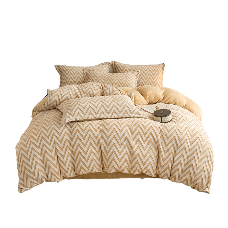 Sábanas de calentamiento de terciopelo tallado de alto gramo grueso otoño y invierno leche cama de terciopelo sábanas de cama