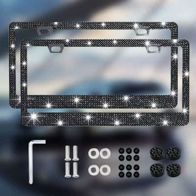 diamond License Plate Frame — License plate holder/license plate holder - double-pack-black