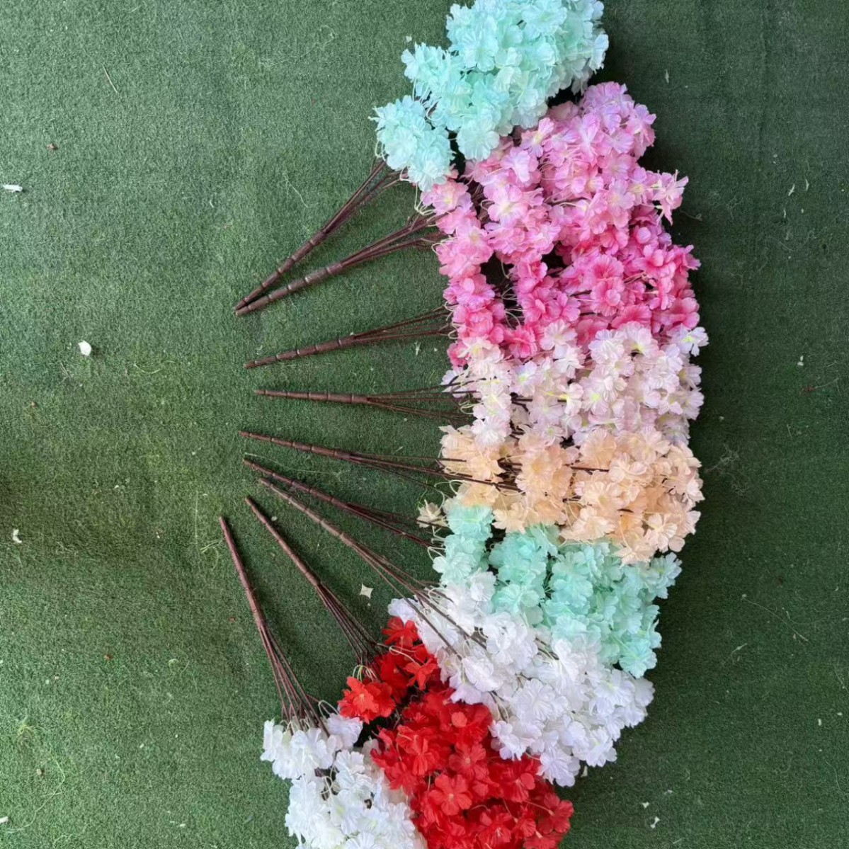 Simulación de flores de cerezo flor de plástico decoración flor falsa caña ingeniería paisajística al por mayor cifrado árbol de cerezo flores de seda de techo artificial