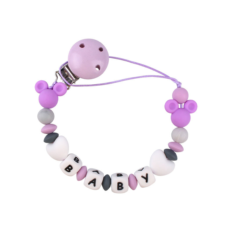 Bebé de dibujos animados Mickey cabeza pequeñas cuentas de silicona molar mordedor nuevo nombre del bebé DIY haciendo pezón cadena anti-caída