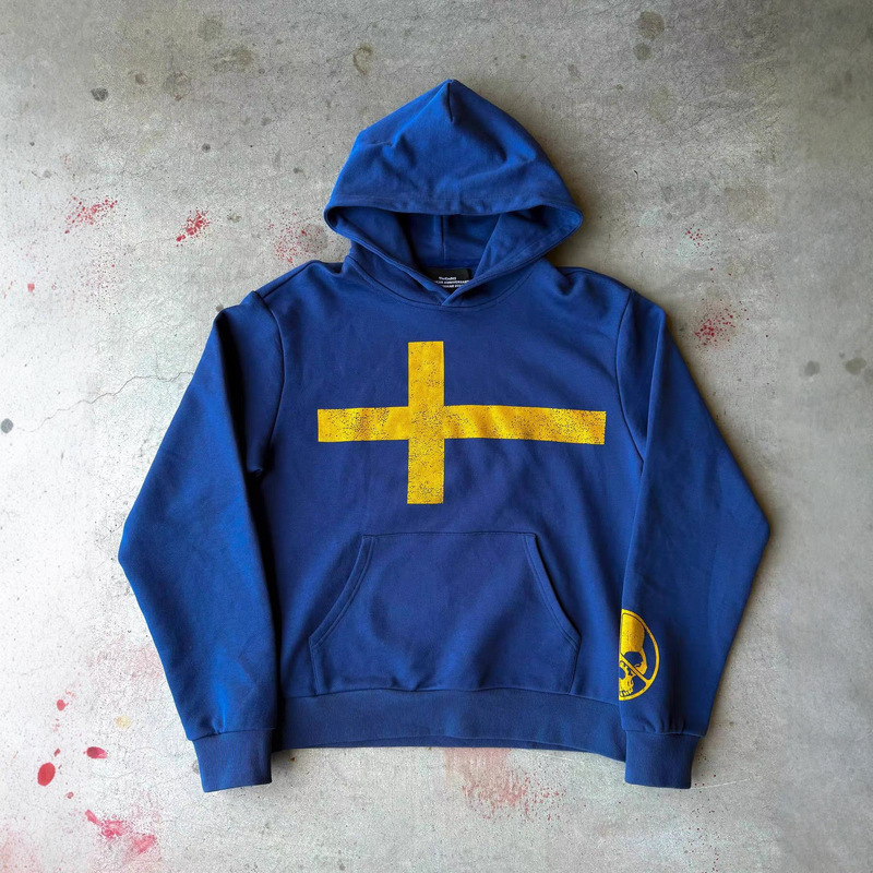 Piw High-Quality Heavyweight American Street Hip-Hop Cross Print Hoodie Sweatshirt Trendy Brand Jacket Piw High-Quality Heavyweight American Street Hip-Hop Cross Print Hoodie Sweatshirt Trendy Brand Jacket