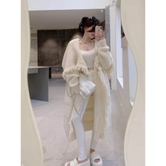 新款流苏针织斗篷披肩开衫外套女秋冬新款宽松慵懒风中长款毛衣