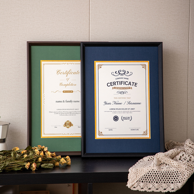 Certificate Photo Frame Display Stand, Framed Diploma, Award Certificate, Picture Frame for Wall Hanging, Simple Degree Honor Certificate Protective Cover