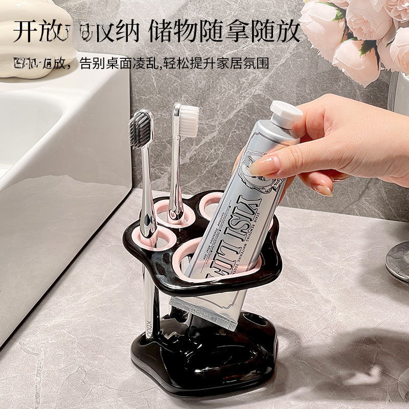 세라믹 칫솔 보관 랙 욕실 세면대 가정용 귀여운 펀치없는 칫솔 홀더베이스 화장품 브러시 홀더