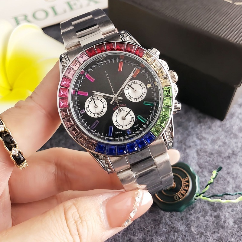 Men's Steel Band Watch Chronograph Business Luxury Full Diamond Imitation Automatic Mechanical Business Watch Men's Watch Dropshipping