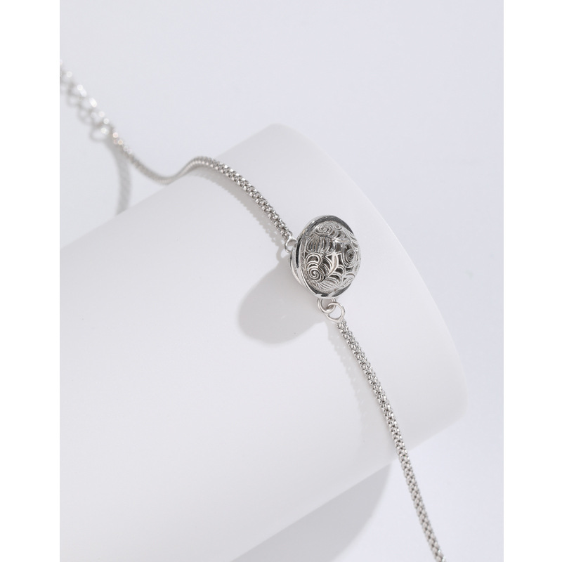 Paso a paso 925 plata esterlina campana pulsera femenina verano nicho diseño hueco Gong Ling pulsera para novia