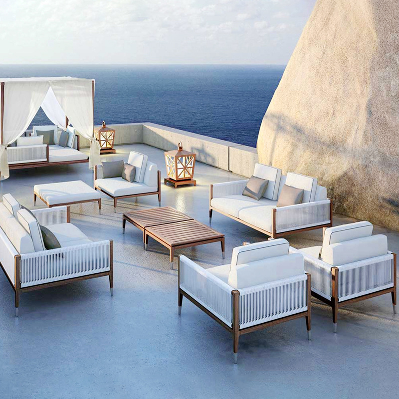 silla de teca al aire libre sofá patio balcón jardín de alojamiento de caña ocio combinación de cordón impermeable muebles al aire libre