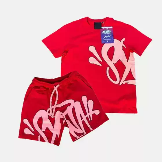 Synaword High Street Fashion Hip-Hop Suit Men's 2023 Trendyy T-Shirt Printed Syna Shorts Spot Cotton No