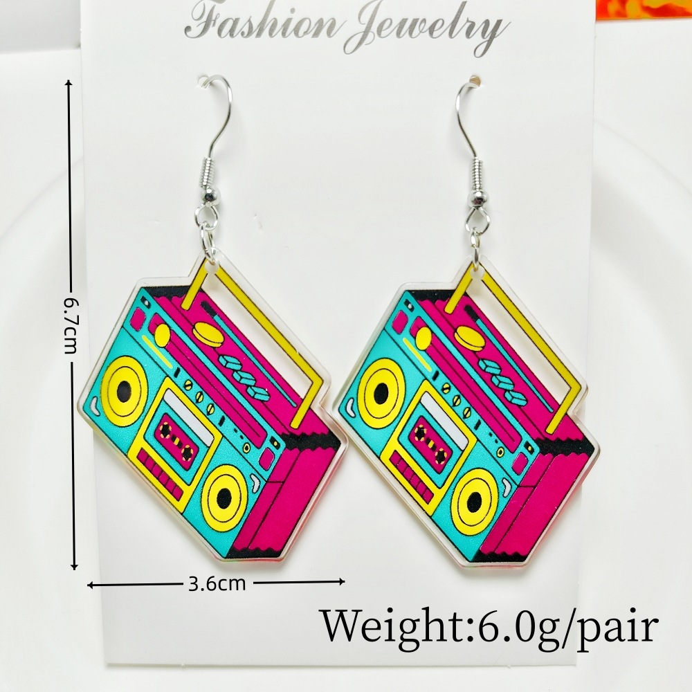 14g Weight Iron Ear Needle Material Drop Earrings Classification 1 Pair Quantity Holiday, Daily Occasion Acrylic Material Printing, Color Block, Rubik'S Cube Pattern Women's Gender Stoving Varnish Design Novelty Style 1 Pair Novelty Printing Color Block Rubik'S Cube Stoving Varnish Arylic Drop Earrings 26