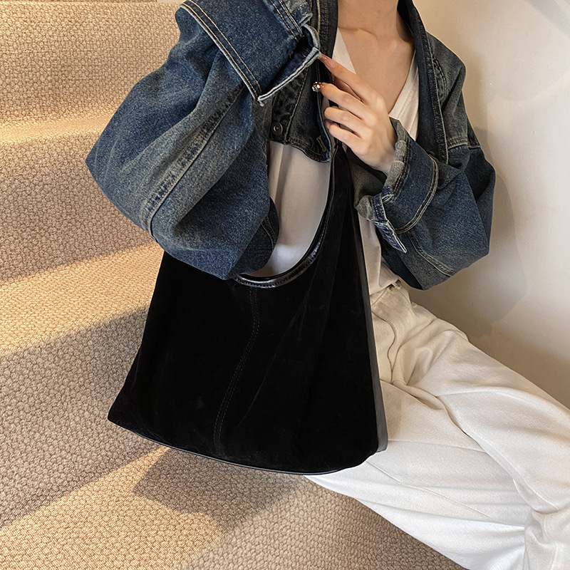 2025新款麂皮绒包包女士高级感大容量托特包上班通勤单肩包手提包|undefined