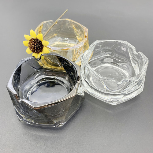 Ashtray household ins style simple light luxury water chestnut glass ashtray trend fashion office crystal