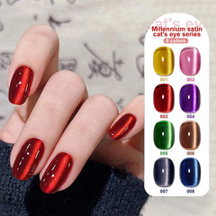 千禧緞面貓眼指甲油膠2024年新款網紅流行多色貓眼膠美甲店專用