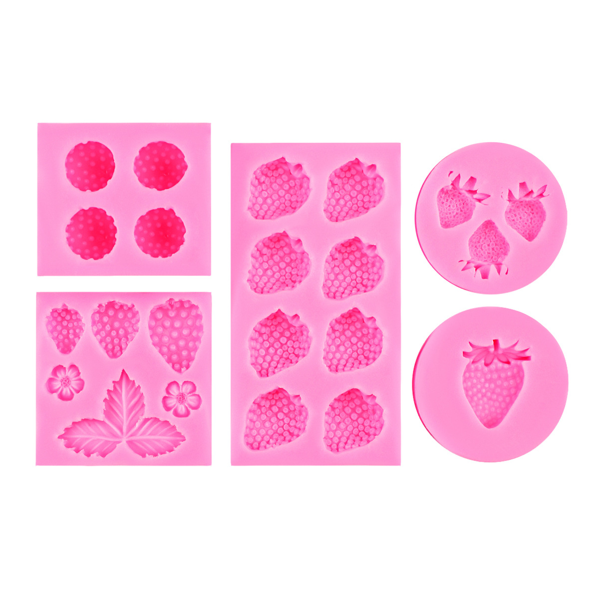 Tamaño molde de vela de fresa hoja de bricolaje yeso difusor fresa pastel de chocolate molde de silicona decorativo fondant