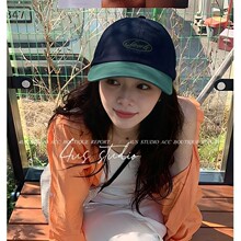 学院风复古拼色字母刺绣棒球帽女2026春季新款软顶鸭舌帽男显脸小