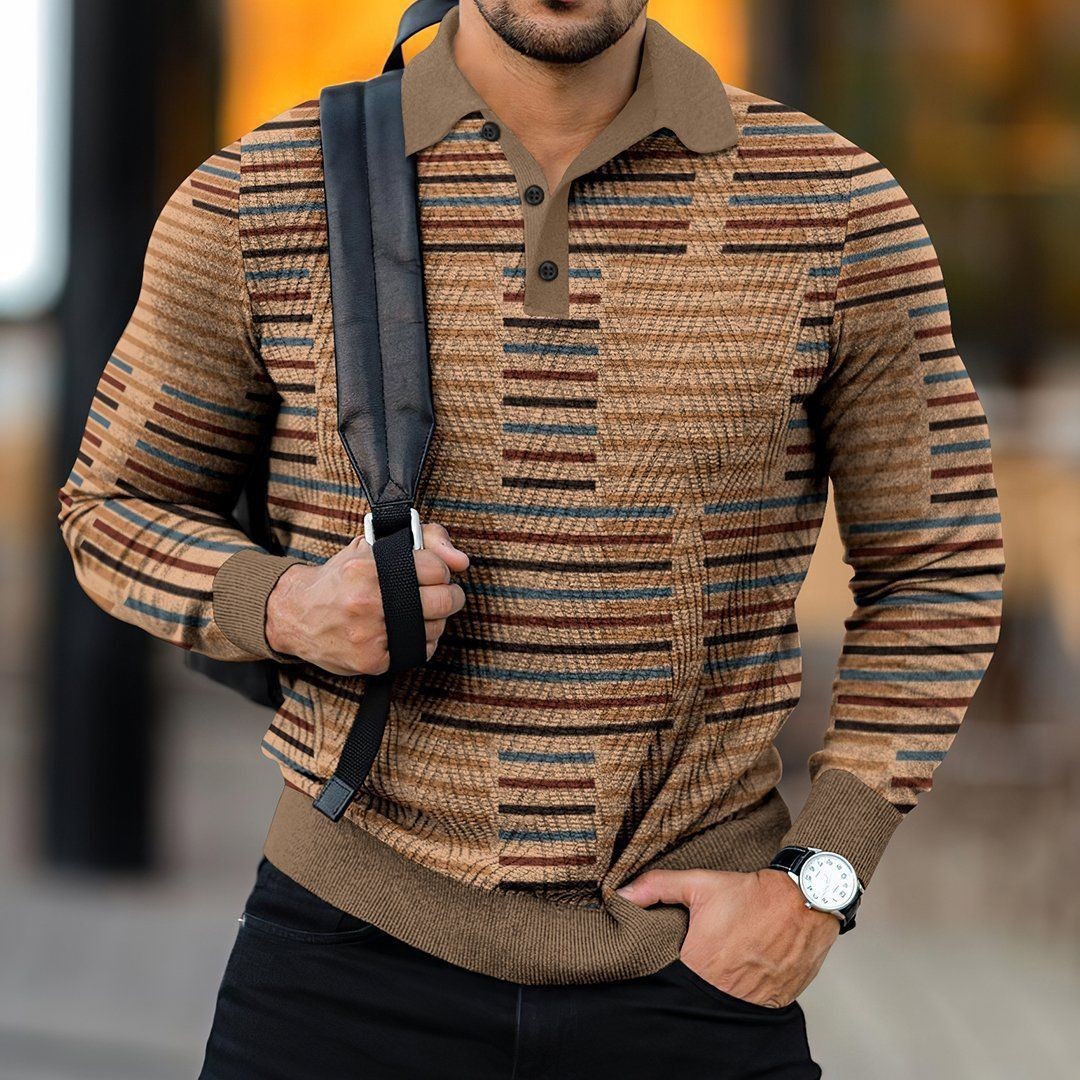 Polo à manches longues pour hommes, vêtements tendance, impression numérique 3D, ample, tendance, bouton_voghion.com