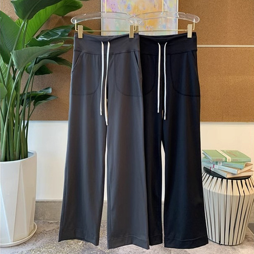 lulu yoga pants straight elastic high waist wide leg pants loose fitness running casual outdoor sports pants women autumn