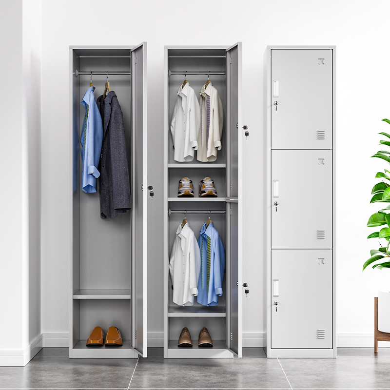 Wardrobe de acero de cuatro puertas dormitorio armario de seis puertas cambiador de baño con cerradura armario de acero grueso