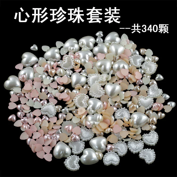 Flat‑Back Pearl Beads Set, Mixed Shapes 2–12 mm, Milky‑white & Peach Assortment
