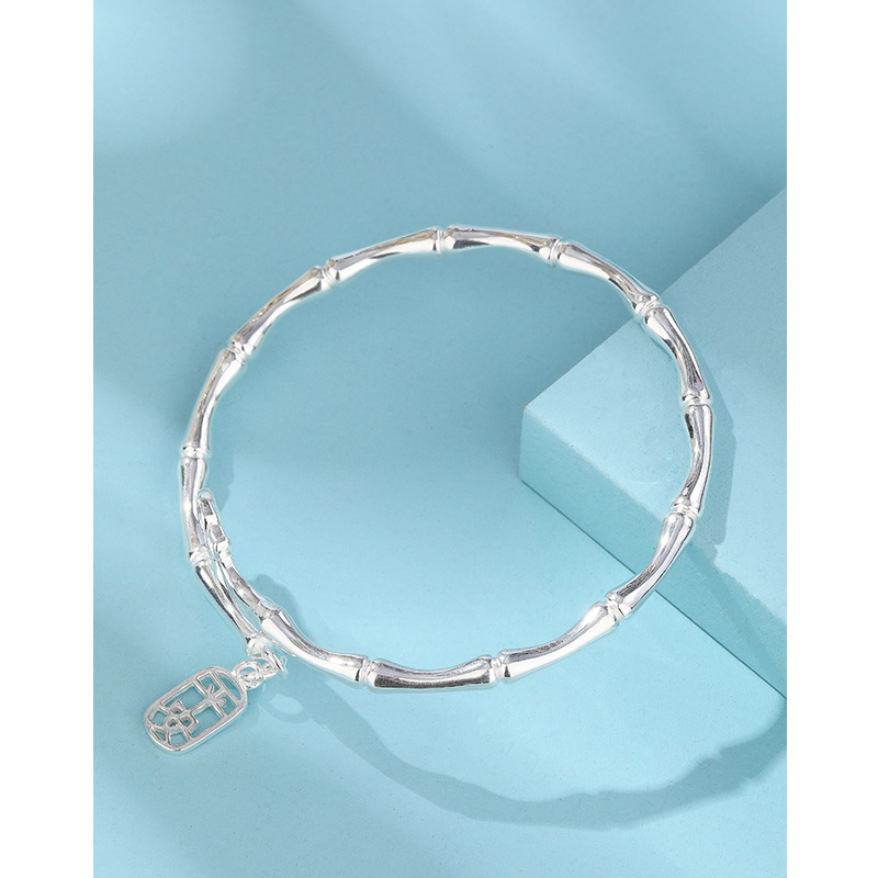 Lotus bambú conjunta pulsera de plata esterlina 999 plata pura bambú joven periódico seguridad pulsera de plata pulsera femenina para novia