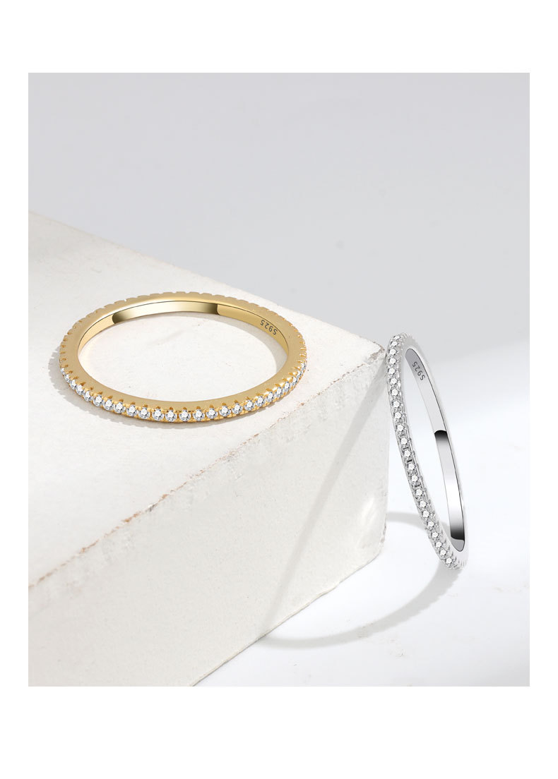 Women's Gender 18K Gold Plated White Gold Plated 925 Sterling Silver Zircon Geometric Rings