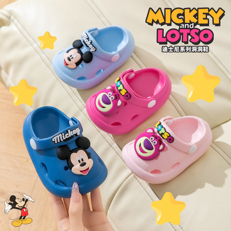 Mickey Strawberry Bear Children's Garden Shoes Boys and Girls Summer Cartoon Children's Sandals Non-Slip Anti-Collision Baotou Slippers