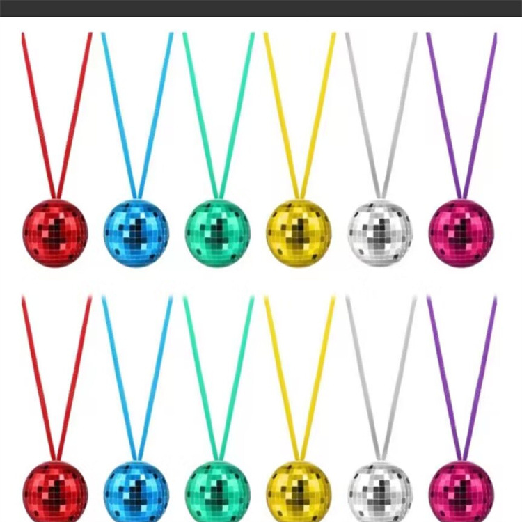 Nuevo collar bola de color mágico Bola de disco de juguete de los niños Bola de láser colorido espejo bola colgante de Navidad