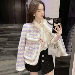 Демисезонная стеганая шерстяная куртка с утеплением, стиль Chanel, увеличенная толщина