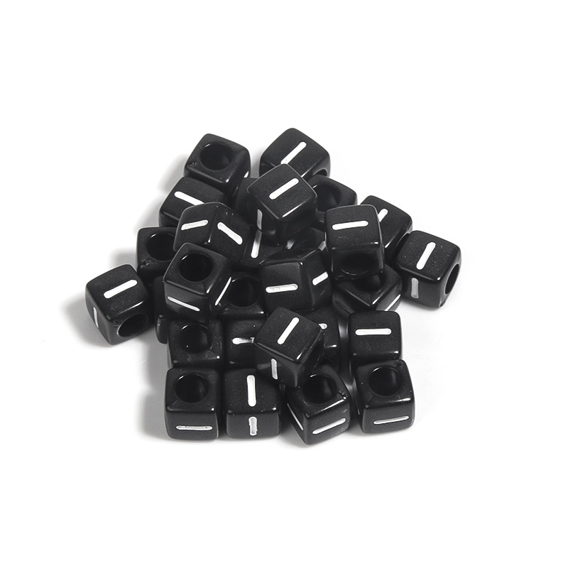 100 / paquete de acrílico fondo negro cuadrado letras blancas 26 letras individuales gotas de aceite cuentas DIY accesorios de cadena de teléfono móvil image 15