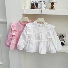 2025秋季新款女童飞袖蛋糕衬衫韩版脚口须工艺牛仔裤23338-67107