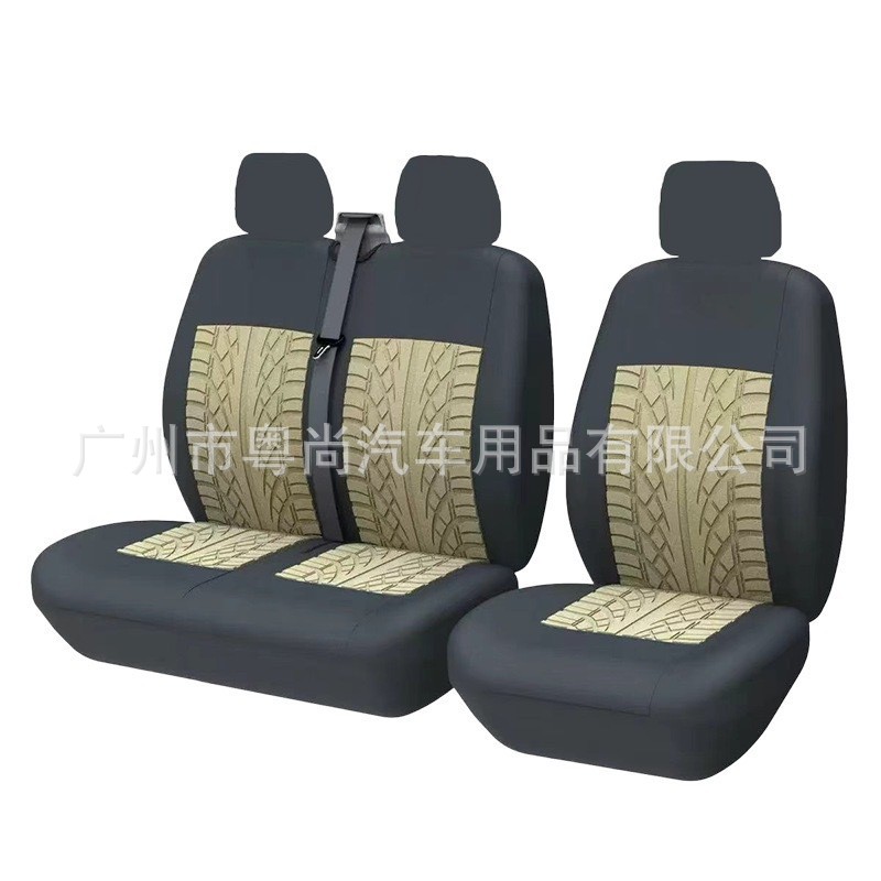 Cross-border best-selling elastic fabric truck embossed tire pattern 2+1 universal car seat cover
