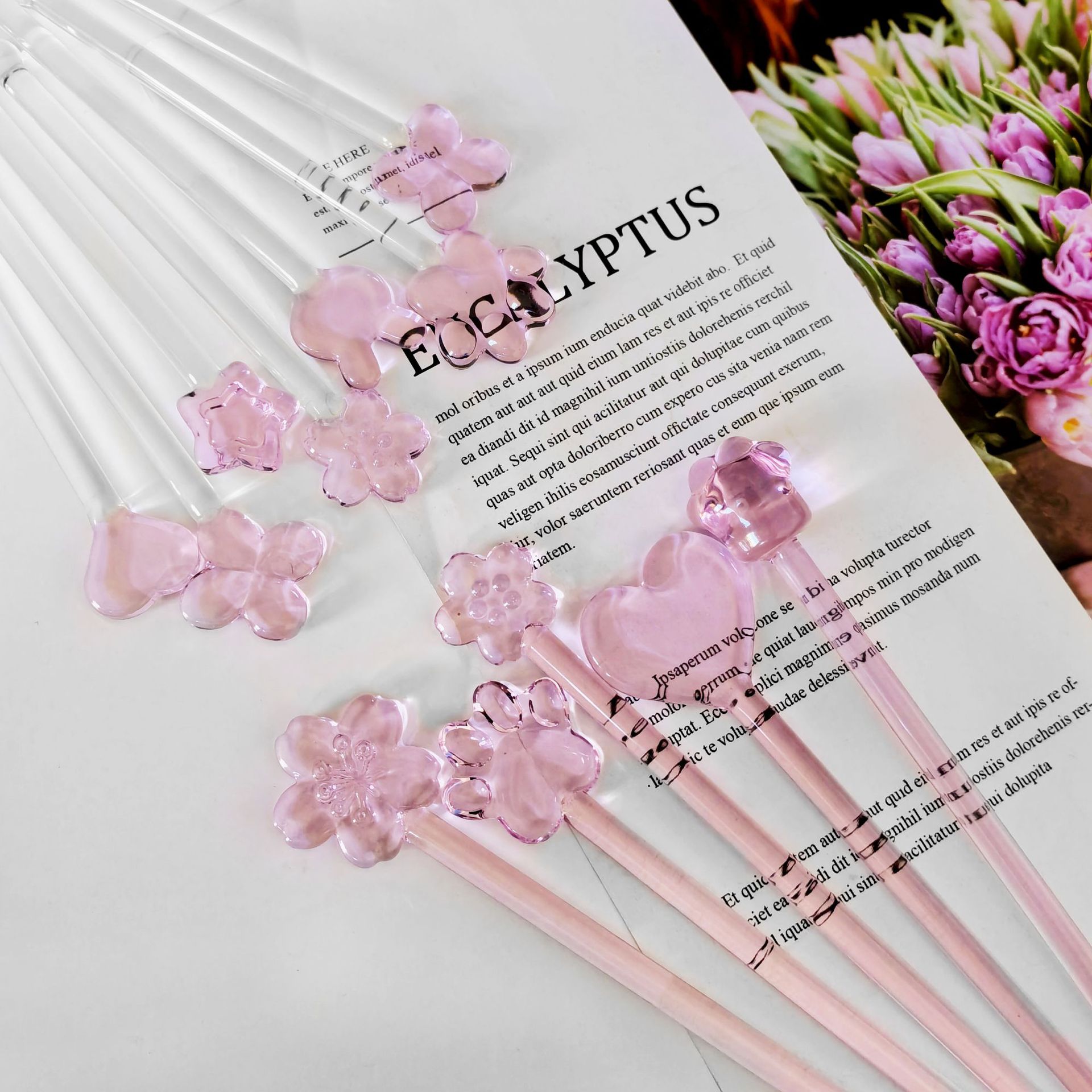 Barra de mezcla de vidrio de cerezo de alto silicio rosa estrella de diamantes barra de drenaje de café y té de leche resistente a altas temperaturas garra de gato barra de mezcla de vino regalo