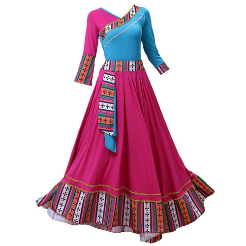 2019 Square Dance Costume for Women - Tibetan Skirt Set Spring Outfit Dance Wear Tibetan Performance Dress with Large Swing Skirt