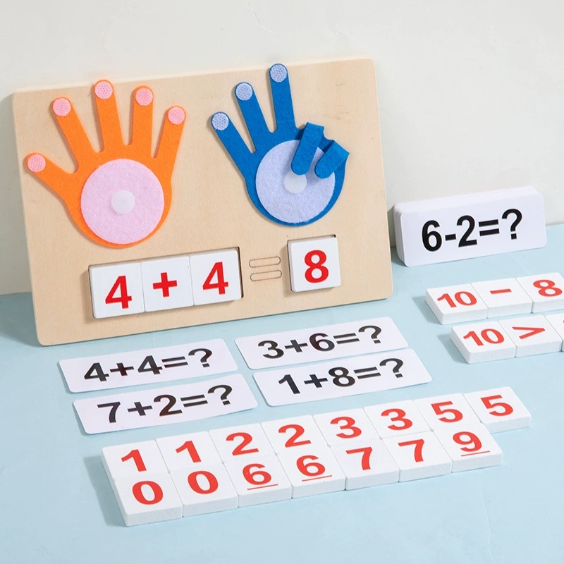 CPC madera Monty enseñanza temprana dedos números ayuda de enseñanza para niños matemáticas adición y sustracción juguetes de rompecabezas palma