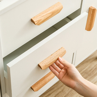 ft log color cabinet door handle solid wood wardrobe handle drawer cabinet single hole round modern minimalist wooden handle