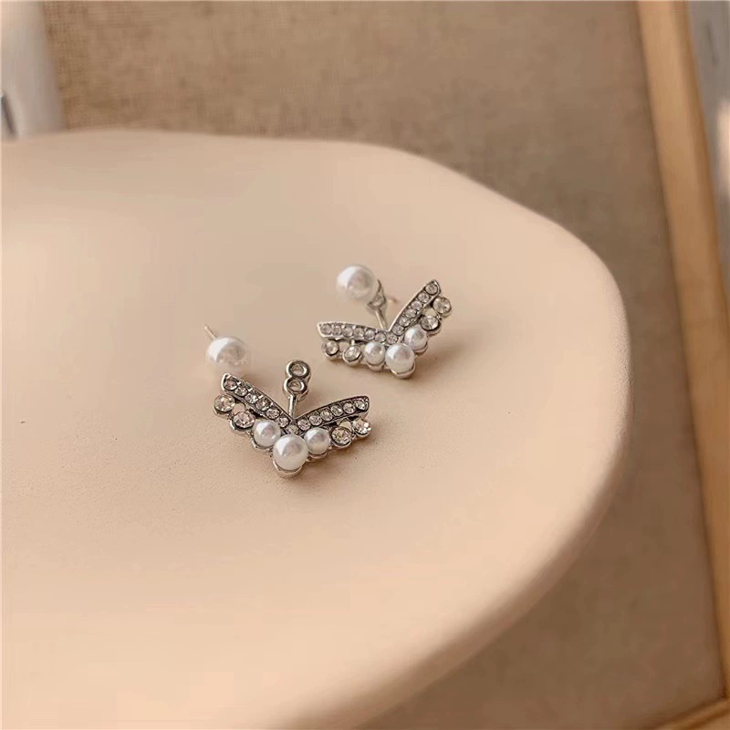Серебряная нить из жемчуга, короткие серьги в форме сердца, образец silver 925, стиль Chanel, яркий броский стиль, интернет-знаменитость