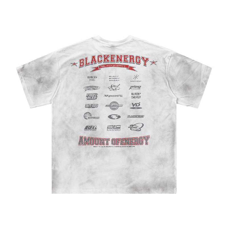 American ReTro DisTressed DirTy Color LeTTer PrinTed ShorT-sleeved T-shirT Men's