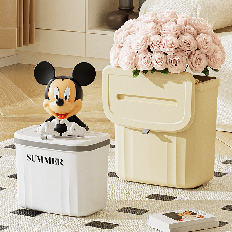 High Beauty Value Household Cabinet Door Wall Hanging Trash Can Sliding Cover Large Diameter Trash Can Kitchen Bathroom Odor Deodorant Trash Basket