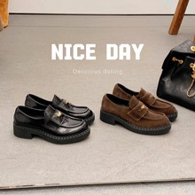 上新现货!葡萄妈贵气小金币乐福鞋女厚底增高5cm单鞋女小皮鞋