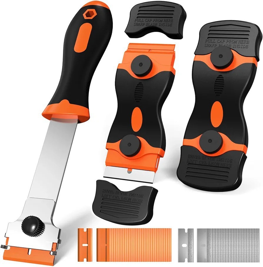 Cuchilla de limpieza multifunción raspador de eliminación de pegamento de doble cabeza eliminación de pegamento pequeña cuchilla herramienta de película de coche raspador de descontaminación de cocina