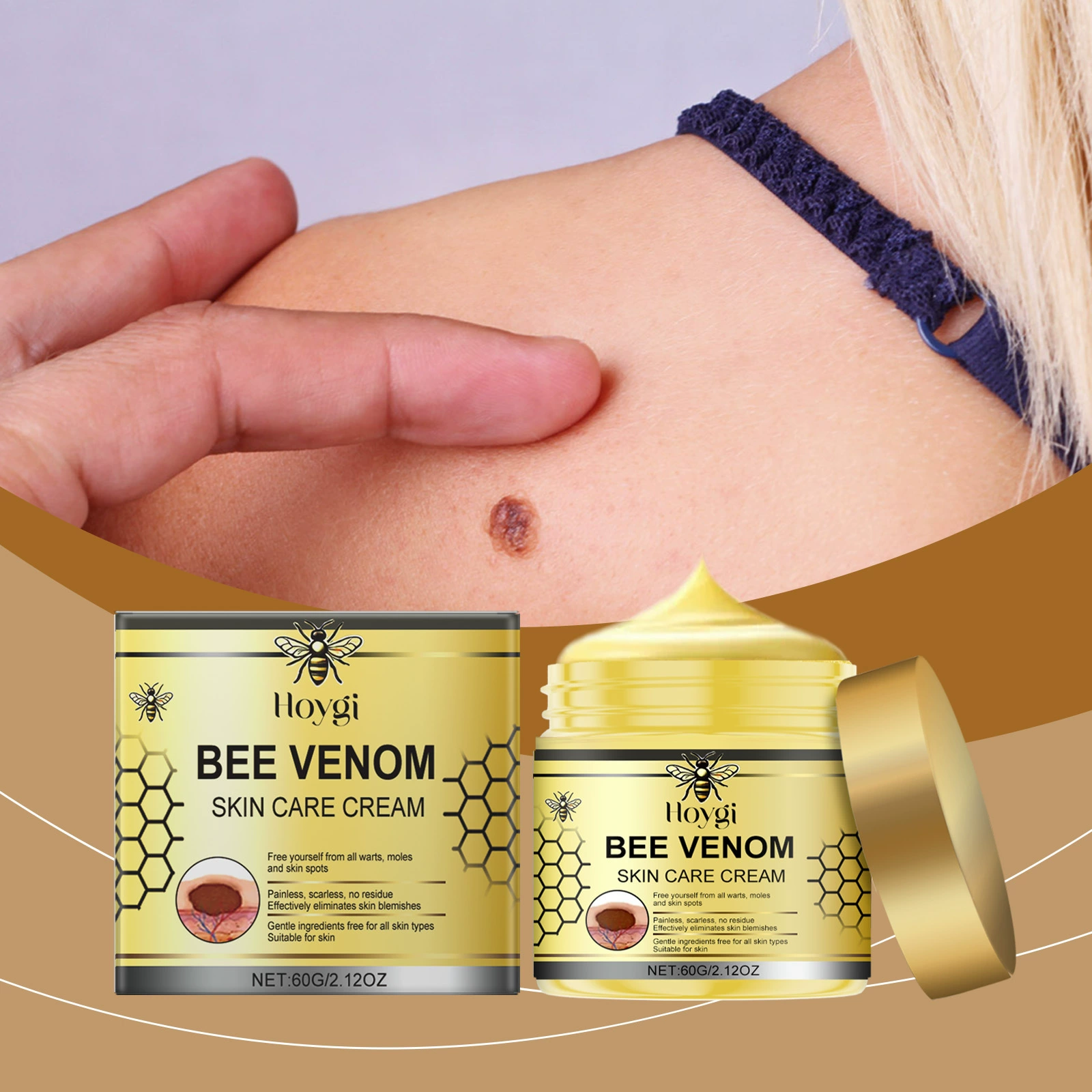 Крем для лица HOYGI Bee Venom с пчелиным ядом: нежное очищение, увлажнение, успокаивание чувствительной кожи, уход при дискомфорте.
