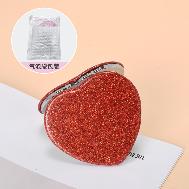 Espejo pequeño de amor de alto valor con mini dormitorio de estudiante espejo plegable de doble cara espejo de maquillaje portátil redondo
