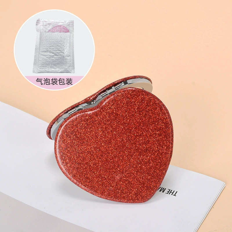 Double-sided Folding Handheld Mirror, Heart Pocket Design, Portable for Elementary Students
