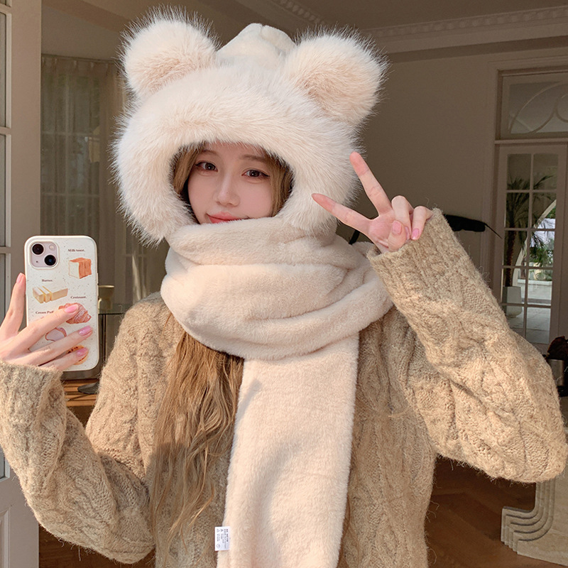 Peluches d'automne et d'hiver, écharpes pour enfants, gants, un joli ensemble trois pièces, protection auditive épaisse et coupe-vent, chaud_voghion.com