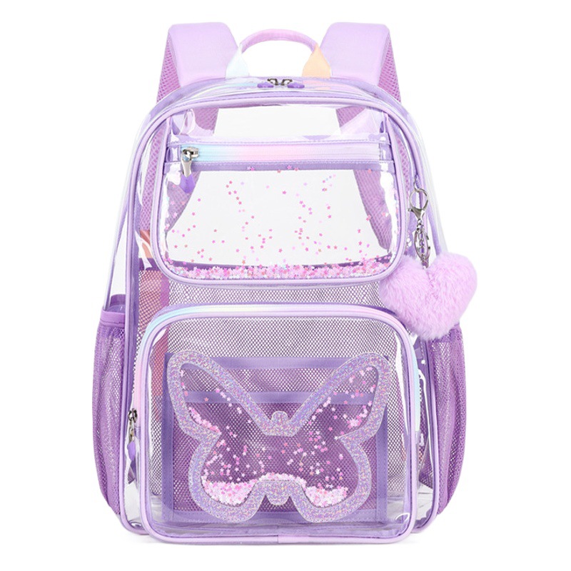 Mochila transparente para niñas de secundaria, mochila ligera de gran capacidad, mochila sencilla multifuncional, impermeable y ultraligera