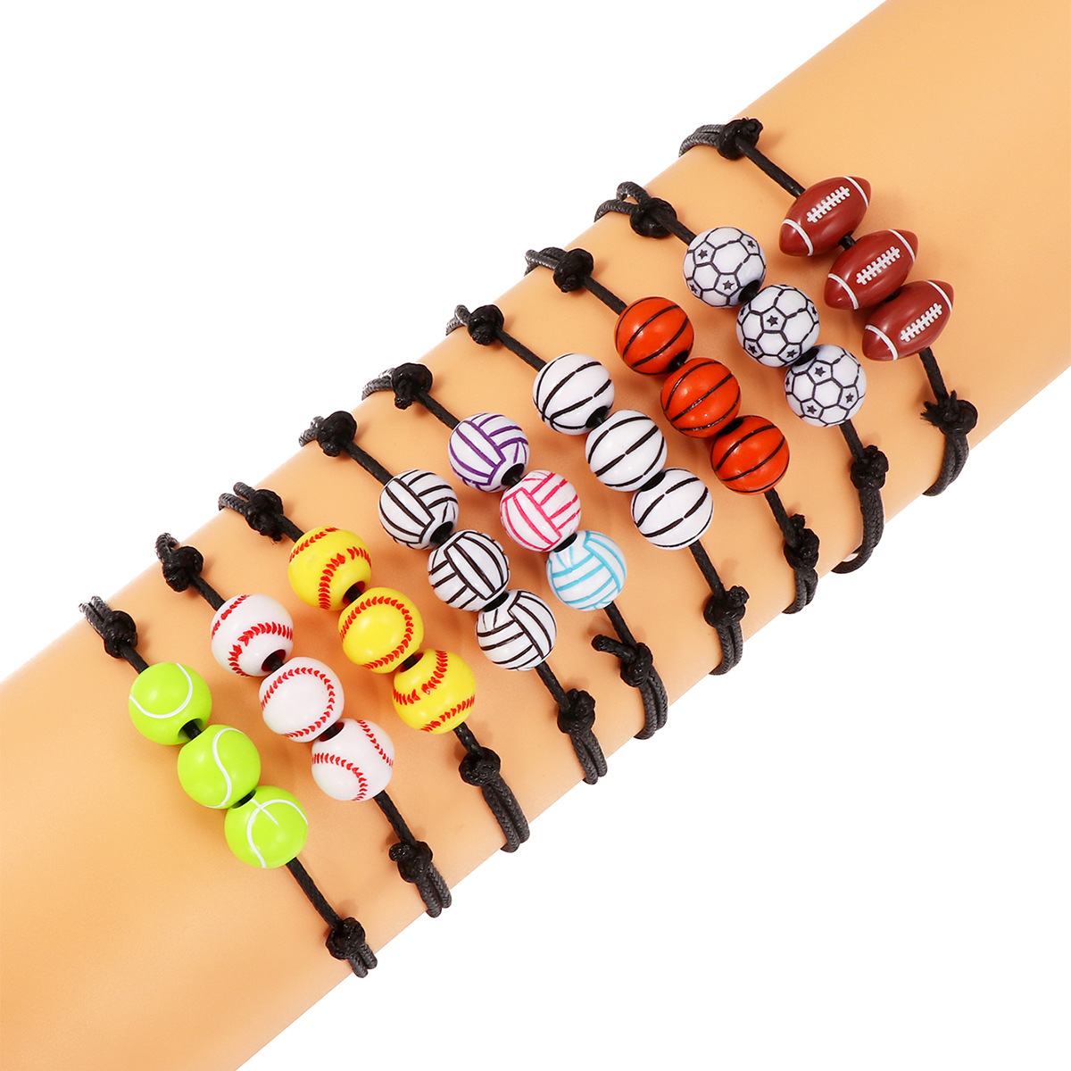 Jewelry Woven Bracelets, Basketball, Football, Rugby Beaded Woven Bracelets, Bracelet Sets, Cross-Border Exclusive Supply for Amazon
