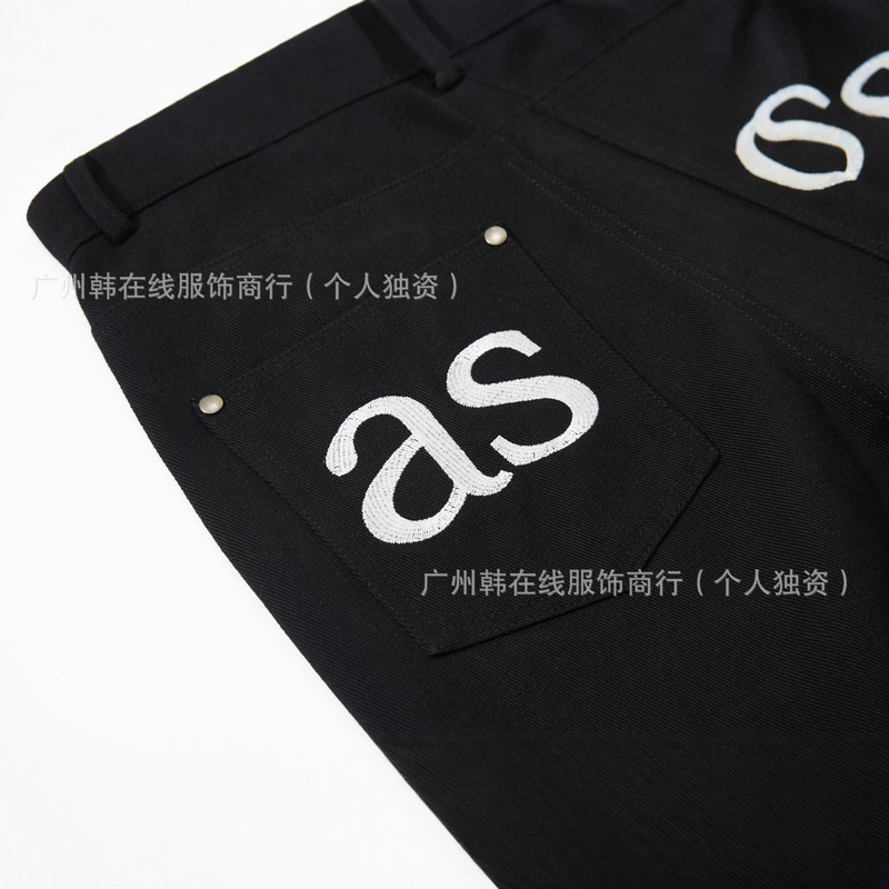 高版本ason韩国小众品牌休闲韩式口袋字母logo刺绣休闲裤一件代发|undefined