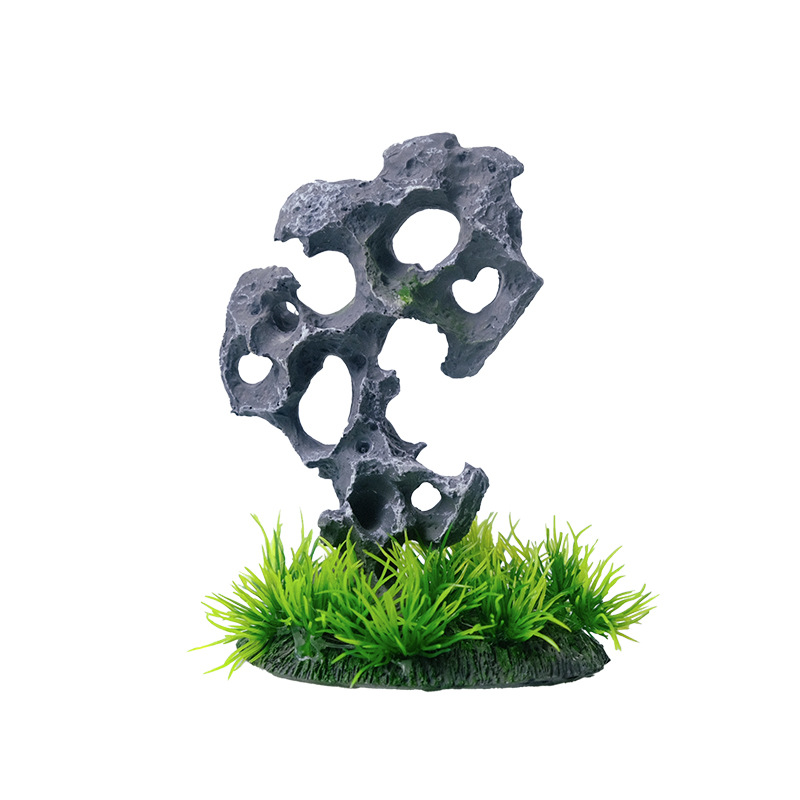 Simulación de paisajismo de pecera, arroyos de piedra, rocalla de piedra, decoración, evitación, decoración de resina, conjunto de acuario