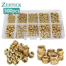 500pcs黄铜滚花预埋螺母盒装塑料镶件注塑双斜纹土八热熔铜螺母