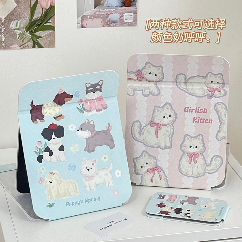 Spot nuevo espejo de maquillaje de escritorio portátil y simple espejo de tocador plegable portátil para mujer espejo de dormitorio para estudiantes en casa