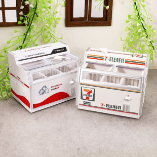 Doll House Simulation Mini Horizontal Ice Cream Cabinet Freezer Scene Model Ornaments